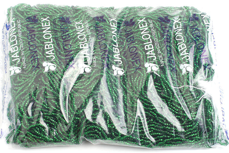 Czech Seed Beads 10/0 Silver Lined - Green Shades