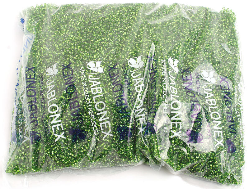 Czech Seed Beads 10/0 Silver Lined - Green Shades