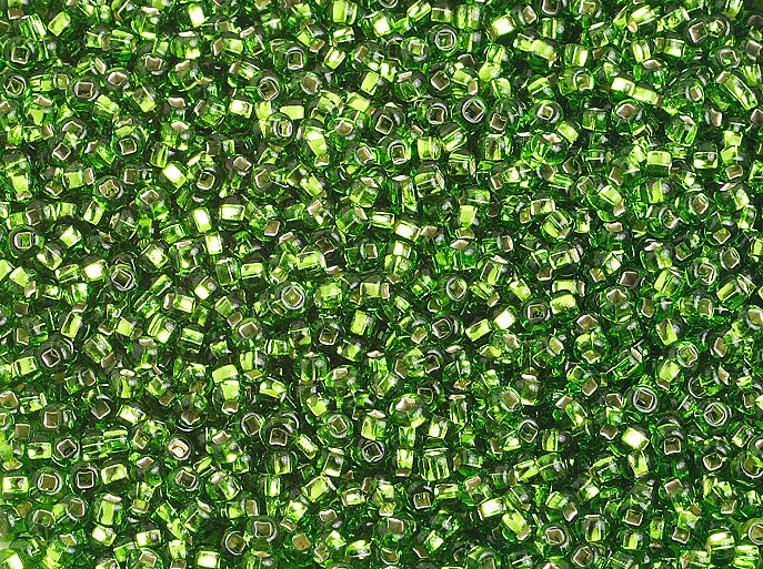 Czech Seed Beads 10/0 Silver Lined - Green Shades