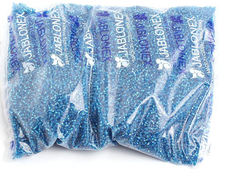 Czech Seed Beads 10/0 Silver Lined - Blue Shades