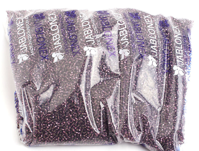 Czech Seed Beads 10/0 Silver Lined - Purple Shades