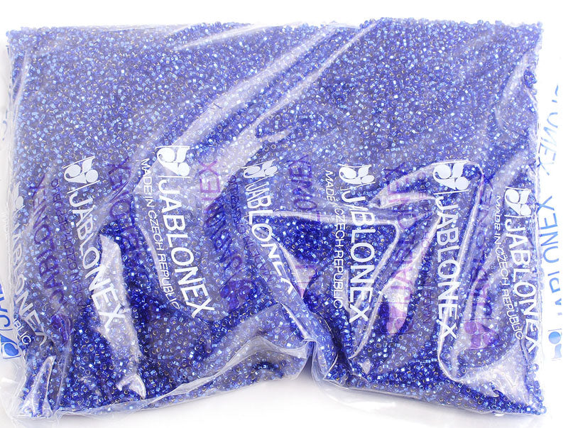 Czech Seed Beads 10/0 Silver Lined - Blue Shades