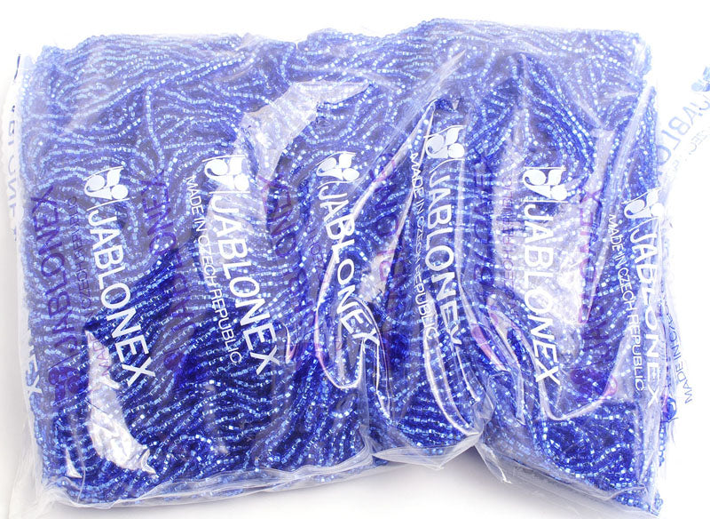 Czech Seed Beads 10/0 Silver Lined - Blue Shades
