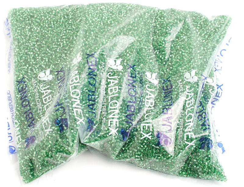 Czech Seed Beads 10/0 Silver Lined - Green Shades