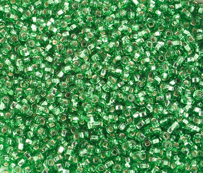Czech Seed Beads 10/0 Silver Lined - Green Shades