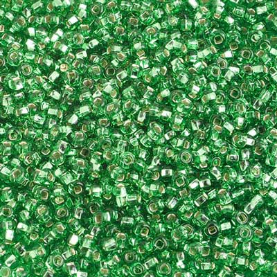 Czech Seed Beads 10/0 Silver Lined - Green Shades