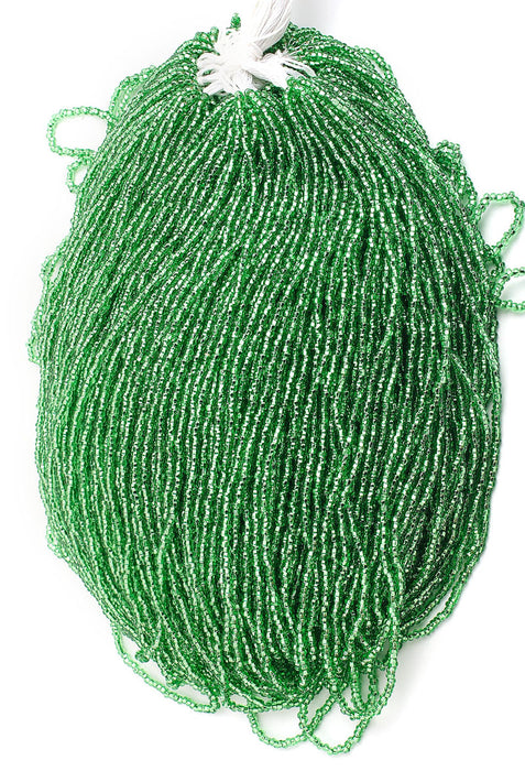 Czech Seed Beads 10/0 Silver Lined - Green Shades