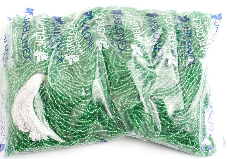 Czech Seed Beads 10/0 Silver Lined - Green Shades