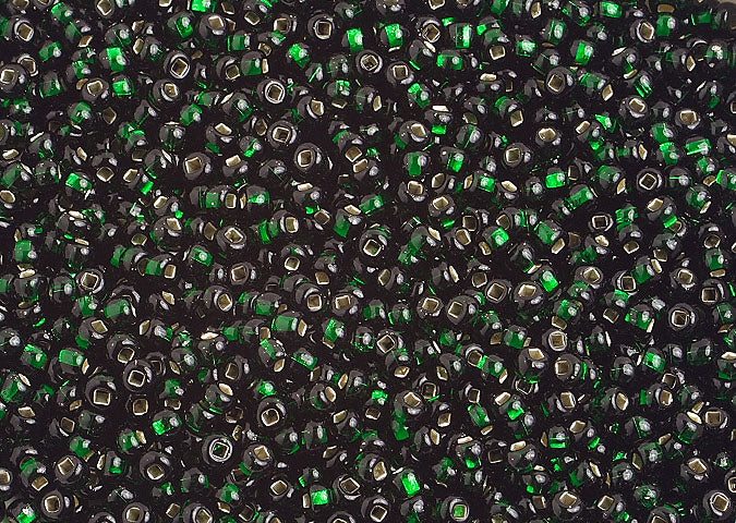Czech Seed Beads 10/0 Silver Lined - Green Shades