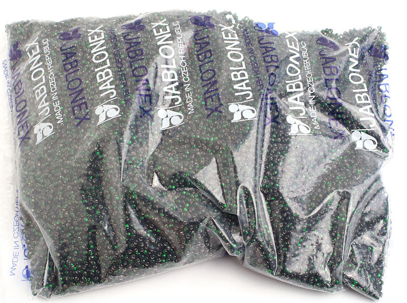 Czech Seed Beads 10/0 Silver Lined - Green Shades