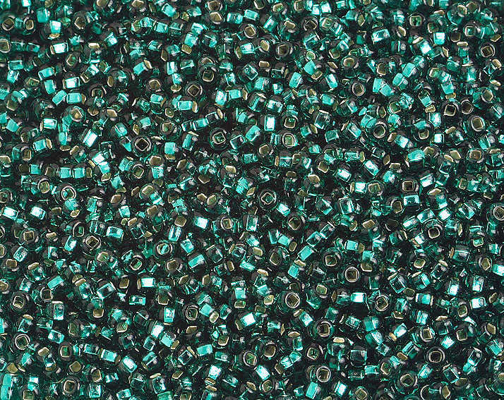 Czech Seed Beads 10/0 Silver Lined - Green Shades
