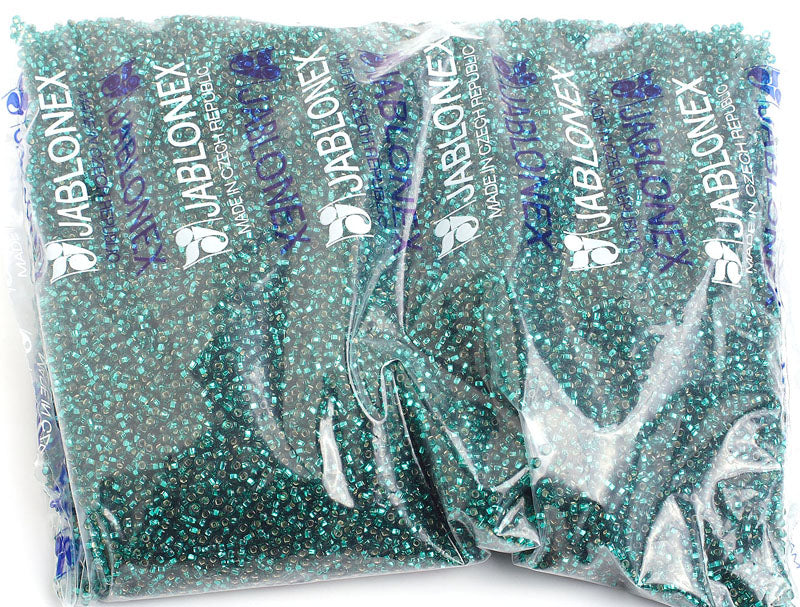 Czech Seed Beads 10/0 Silver Lined - Green Shades