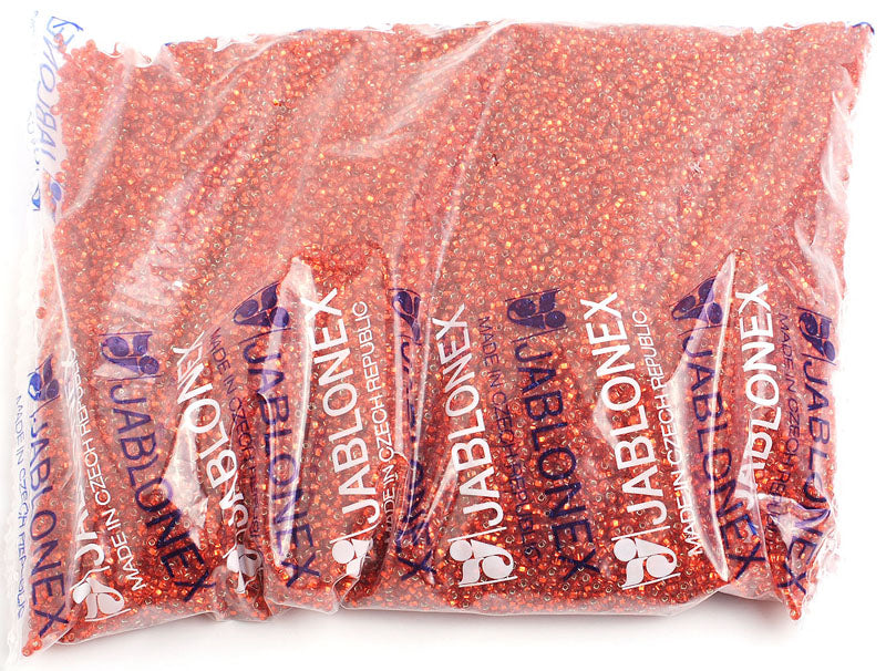 Czech Seed Beads 10/0 Silver Lined - Red/Orange Shades