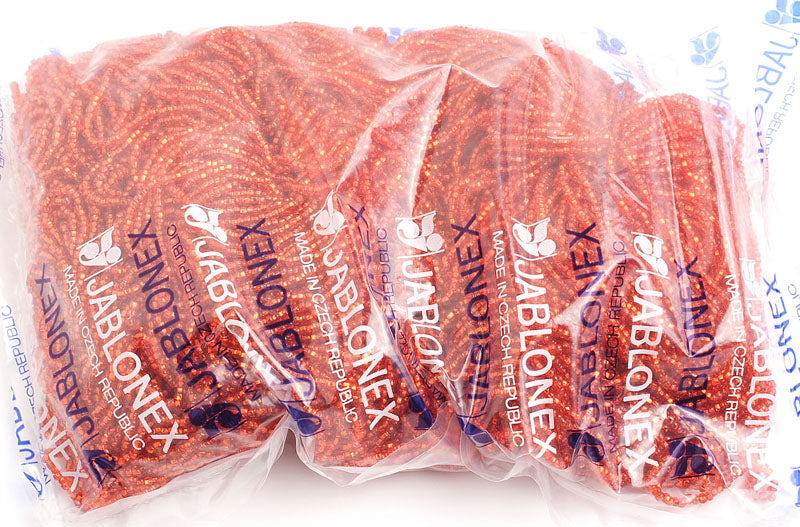 Czech Seed Beads 10/0 Silver Lined - Red/Orange Shades