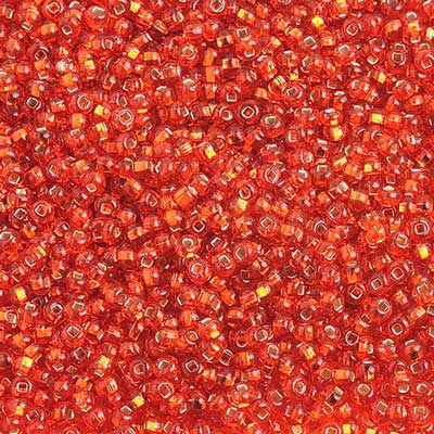 Czech Seed Beads 10/0 Silver Lined - Red/Orange Shades