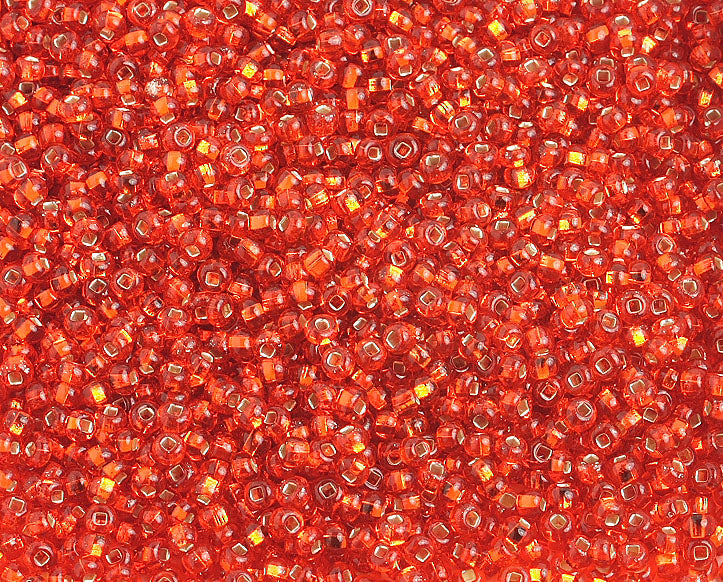 Czech Seed Beads 10/0 Silver Lined - Red/Orange Shades