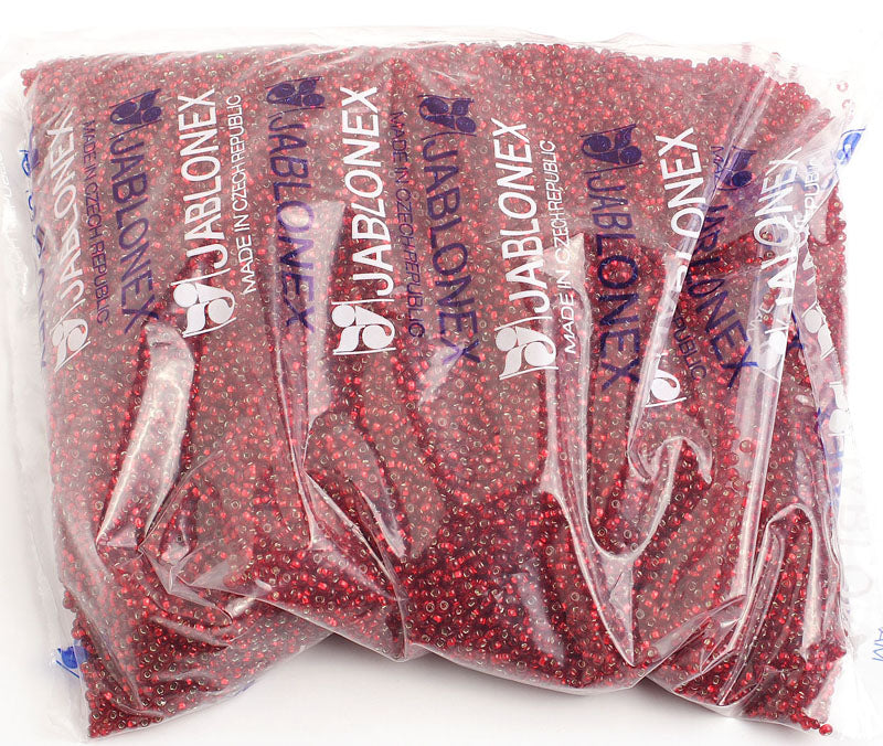 Czech Seed Beads 10/0 Silver Lined - Red/Orange Shades
