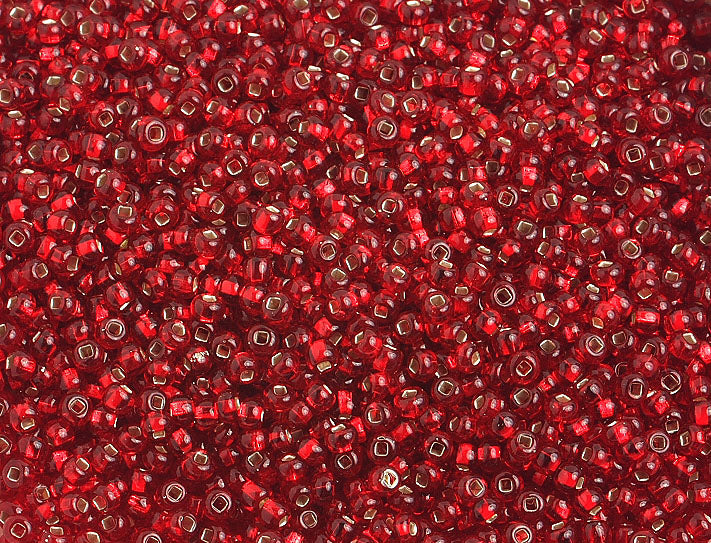 Czech Seed Beads 10/0 Silver Lined - Red/Orange Shades