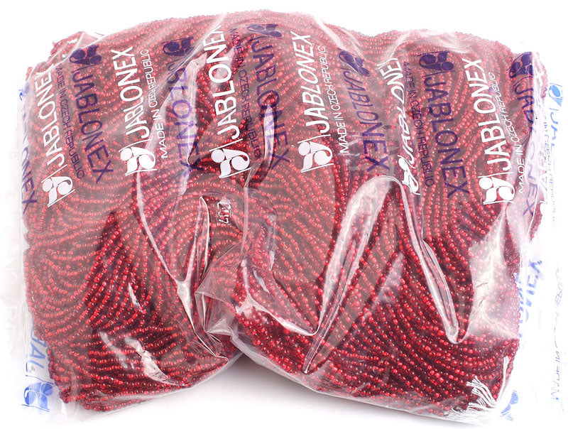 Czech Seed Beads 10/0 Silver Lined - Red/Orange Shades