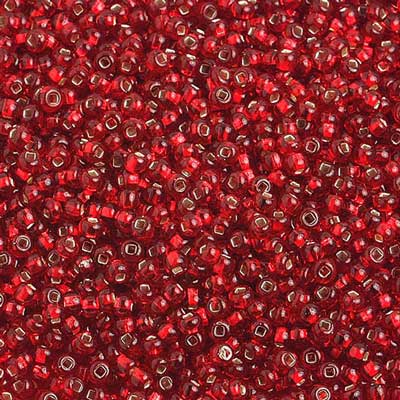 Czech Seed Beads 10/0 Silver Lined - Red/Orange Shades