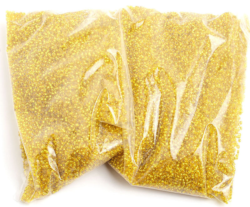 Czech Seed Beads 10/0 Silver Lined - Yellow/Brown Shades