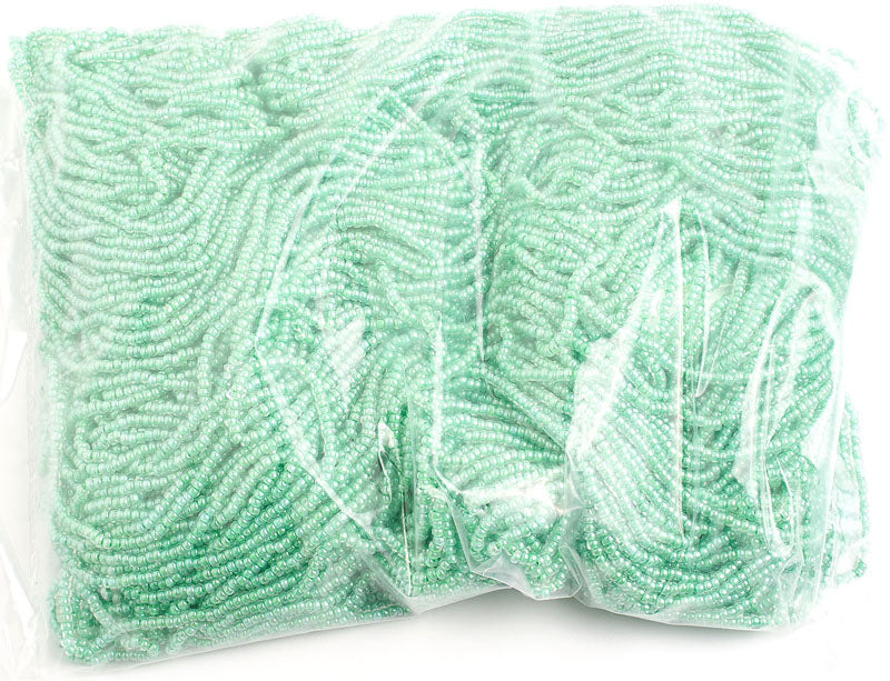 Czech Seed Beads 10/0 Color Lined Green Shades