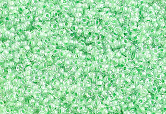 Czech Seed Beads 10/0 Color Lined Green Shades