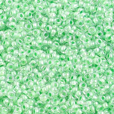 Czech Seed Beads 10/0 Color Lined Green Shades