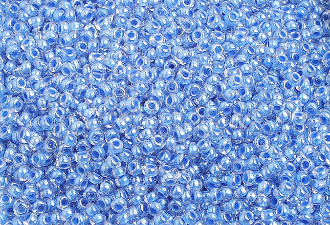 Czech Seed Beads 10/0 Color Lined Blue Shades