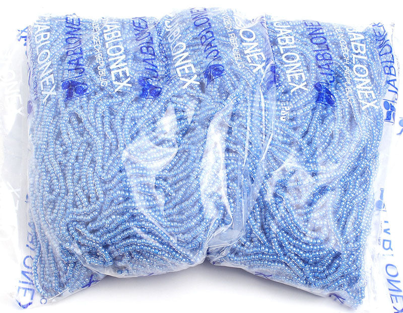 Czech Seed Beads 10/0 Color Lined Blue Shades