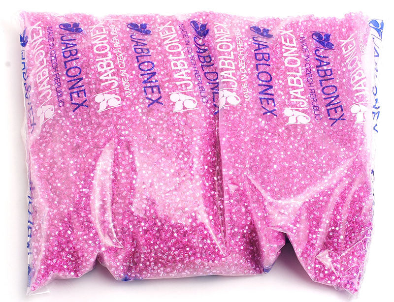 Czech Seed Beads 10/0 Silver Lined - Pink Shades