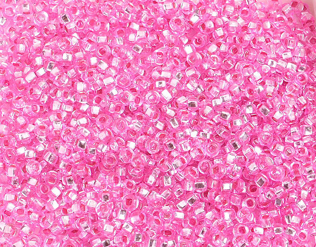 Czech Seed Beads 10/0 Silver Lined - Pink Shades