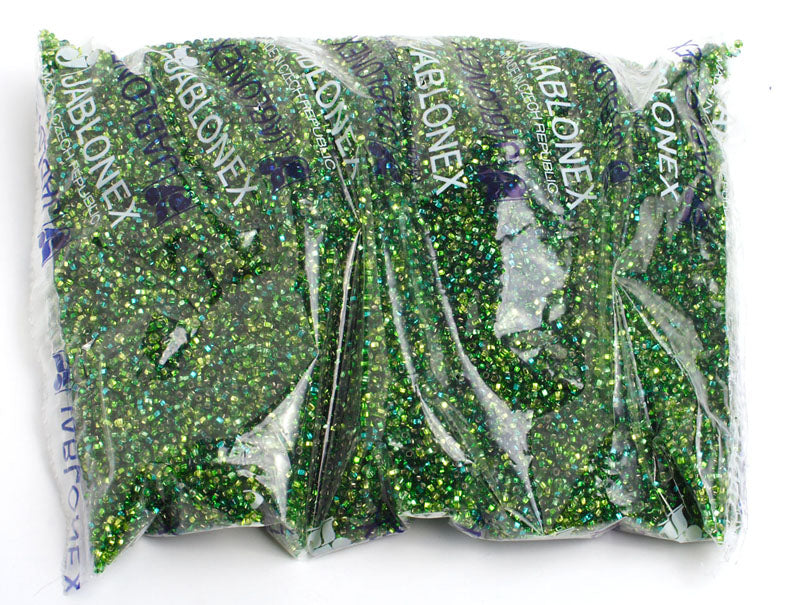 Czech Seed Beads 10/0 Silver Lined - Green Shades
