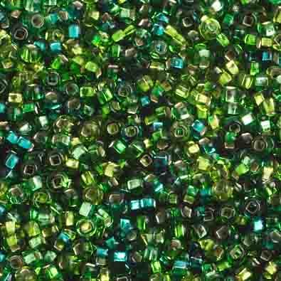 Czech Seed Beads 10/0 Silver Lined - Green Shades