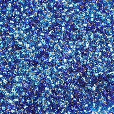 Czech Seed Beads 10/0 Silver Lined - Blue Shades