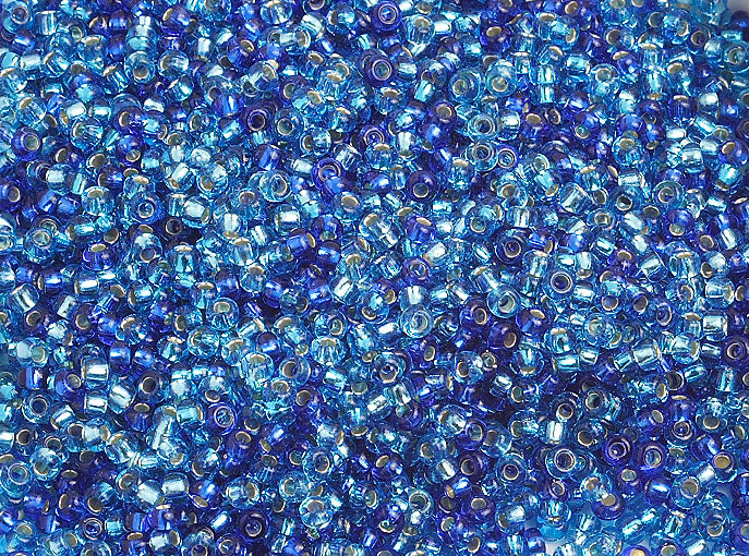 Czech Seed Beads 10/0 Silver Lined - Blue Shades