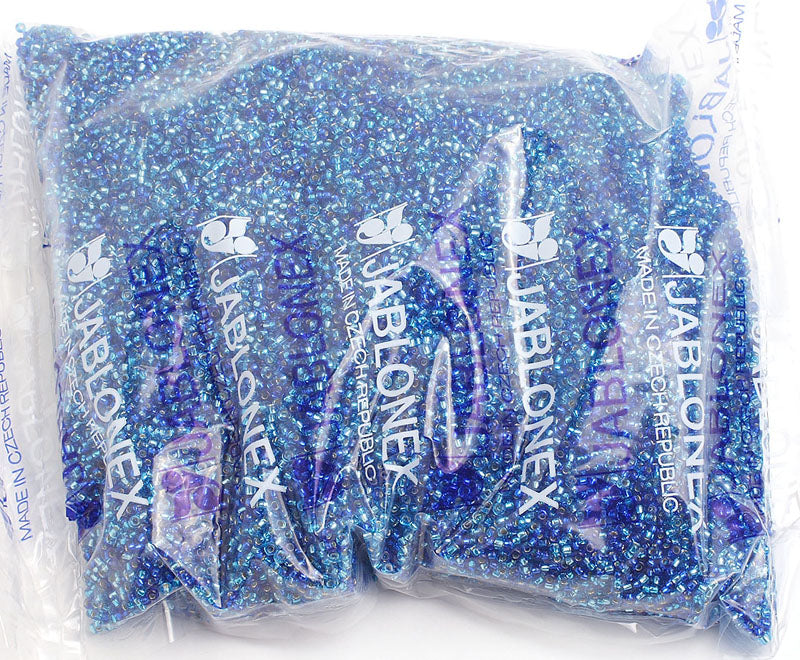 Czech Seed Beads 10/0 Silver Lined - Blue Shades