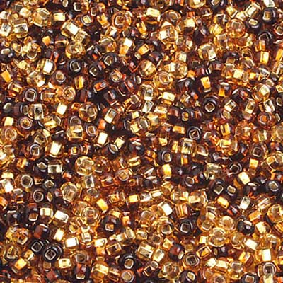 Czech Seed Beads 10/0 Silver Lined - Yellow/Brown Shades
