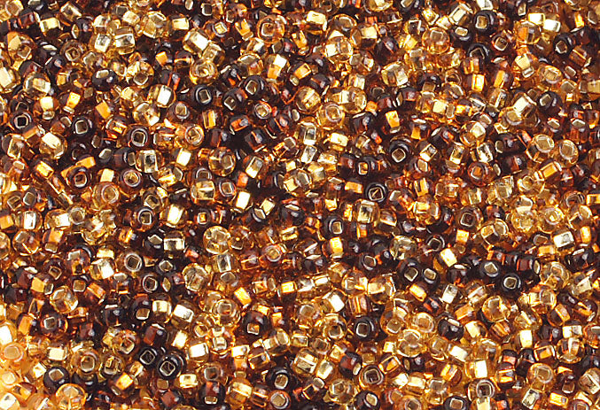 Czech Seed Beads 10/0 Silver Lined - Yellow/Brown Shades