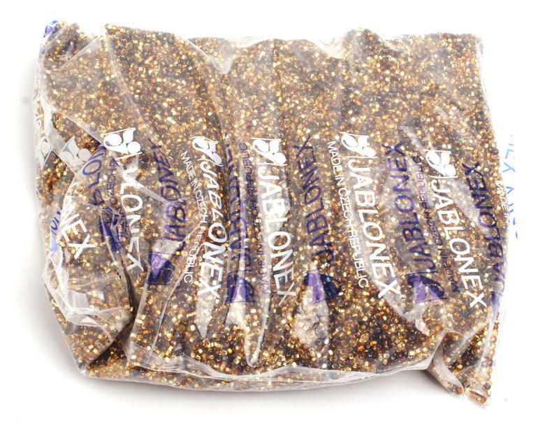 Czech Seed Beads 10/0 Silver Lined - Yellow/Brown Shades