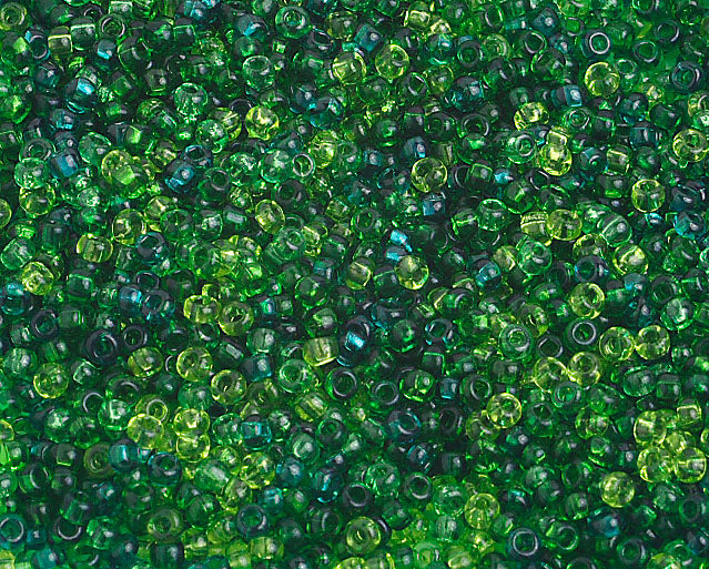 Czech Seed Beads 10/0 Transparent - Green Shades
