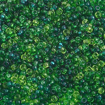Czech Seed Beads 10/0 Transparent - Green Shades