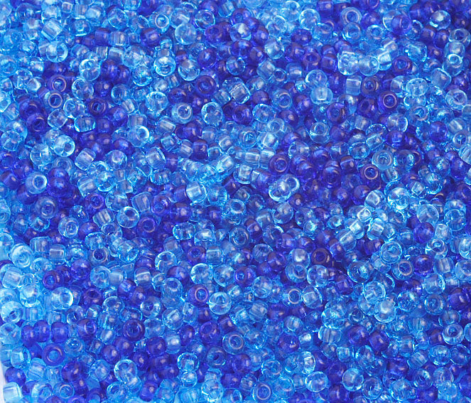 Czech Seed Beads 10/0 Transparent - Blue Shades
