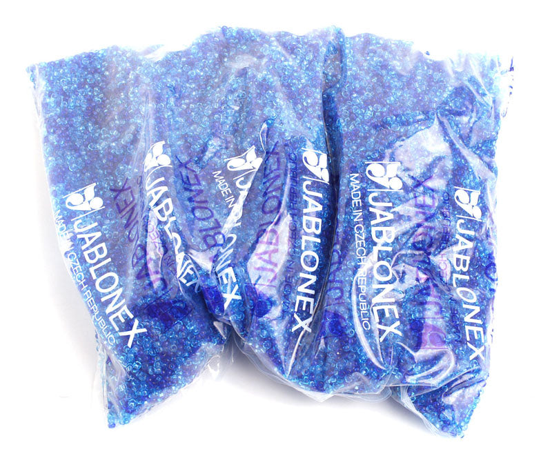 Czech Seed Beads 10/0 Transparent - Blue Shades