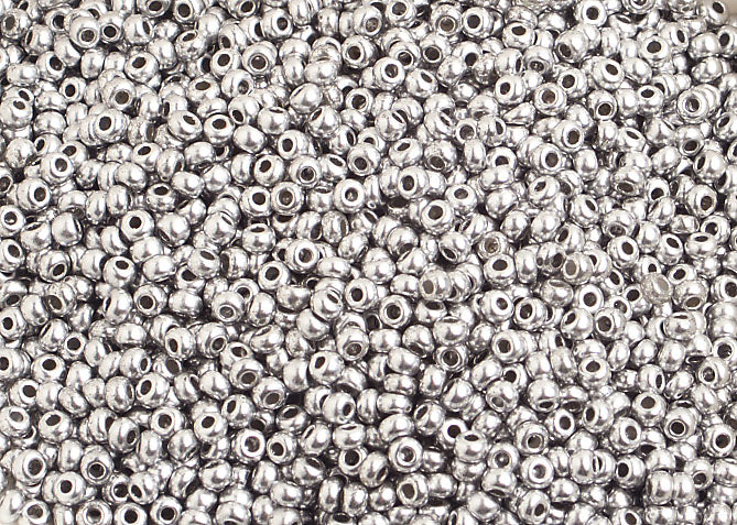 Czech Seed Beads 10/0 Metallic Silver Shades