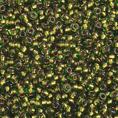 Czech Seed Beads 10/0 Color Lined Green Shades