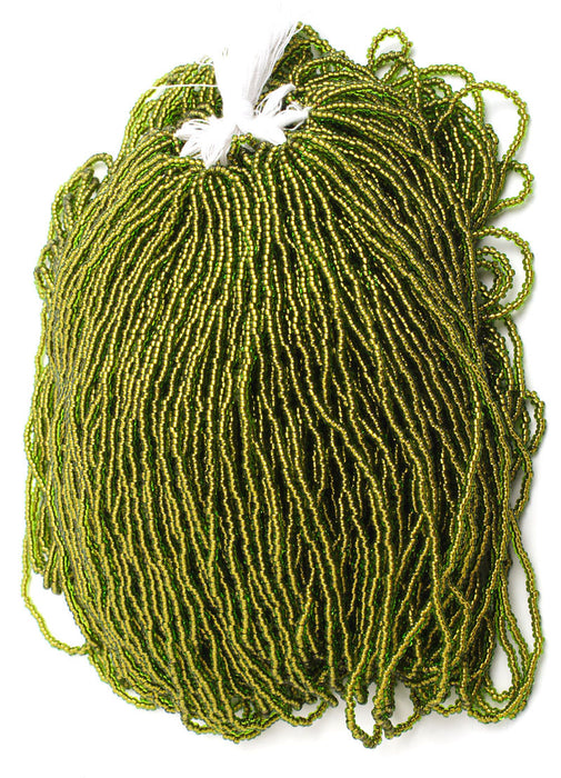 Czech Seed Beads 10/0 Color Lined Green Shades