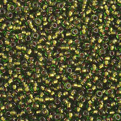 Czech Seed Beads 10/0 Color Lined Green Shades