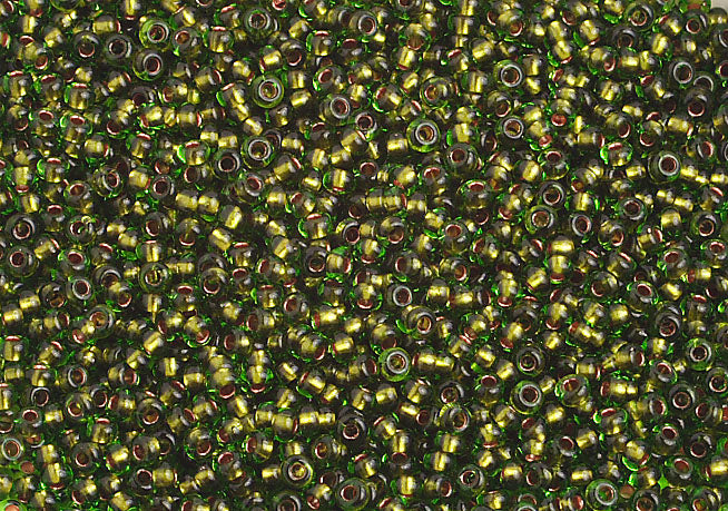 Czech Seed Beads 10/0 Color Lined Green Shades