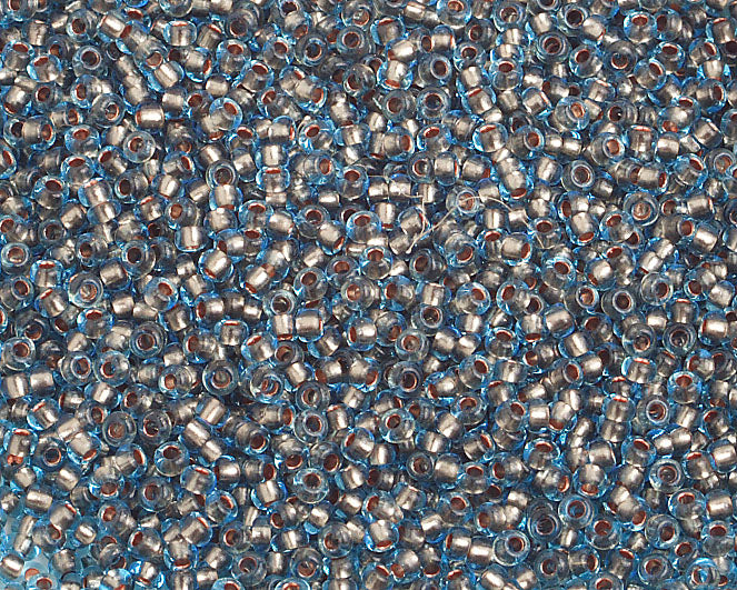 Czech Seed Bead 10/0 Aqua/Copperline Strung